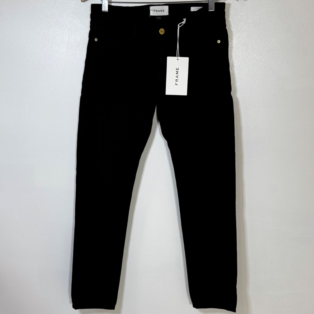 NWT FRAME Le Garçon Mid-rise Straight Fit Tapered Black Women's Size 27